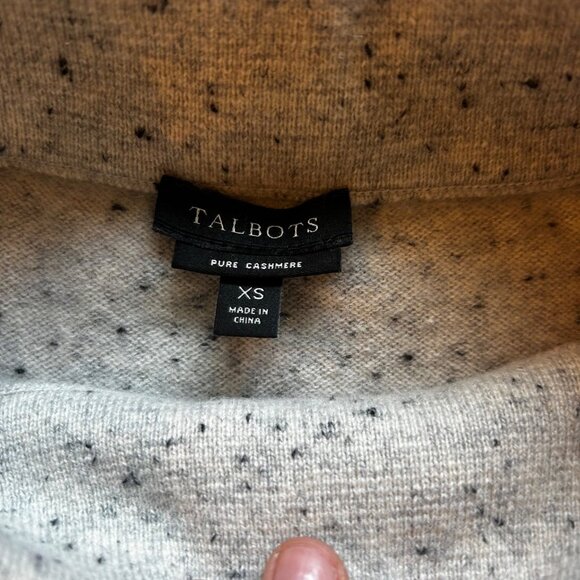 Talbots Pure Cashmere Speckled Turtleneck Sweater Beige Womens XS Luxury Soft - Picture 5 of 7